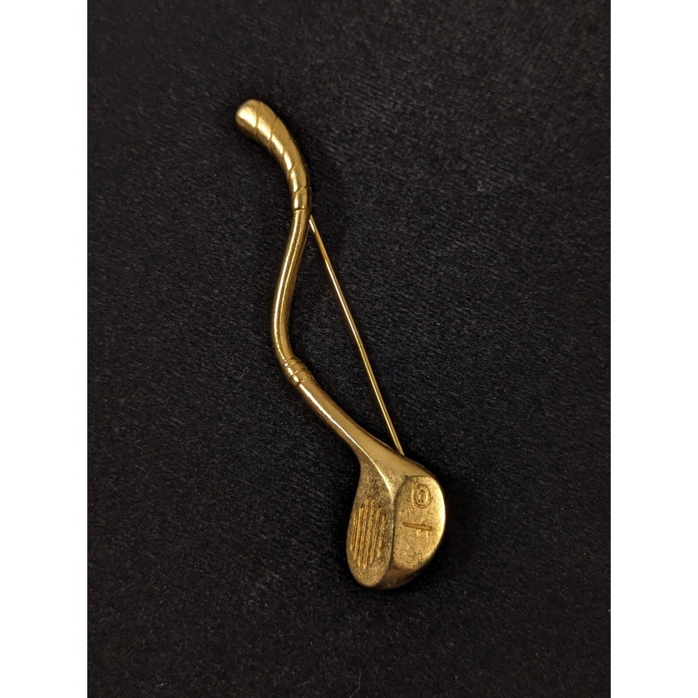 Vintage Gold Tone Matte‎ Curvy Golf Club #1 Pin